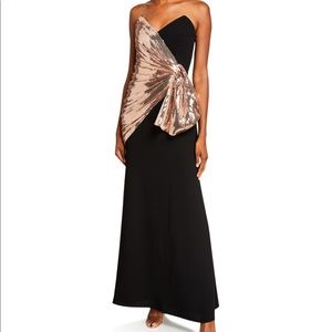 NWT Jill Stuart Gold and Black Strapless Gown